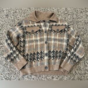 Women’s Tahari Collared Button Up Cardigan Sweater Size Small